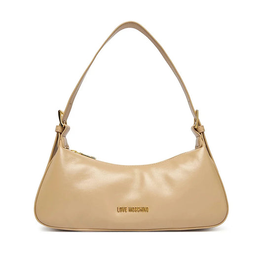 Love Moschino Soft Leather Shoulder Bag in Taupe