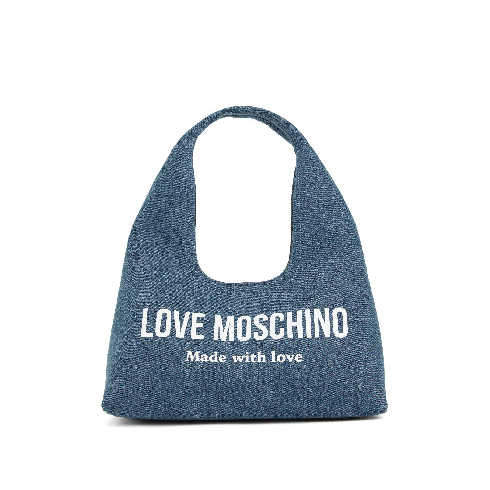 Love Moschino Cut-Out Handle Tote Bag in Denim Jeans