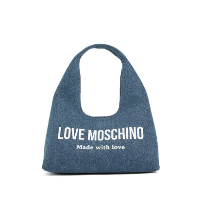 Love Moschino Cut-Out Handle Tote Bag in Denim Jeans