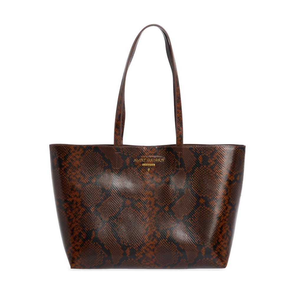 Kurt Geiger Angel Snakeskin Embossed Leather Shopper in Brown