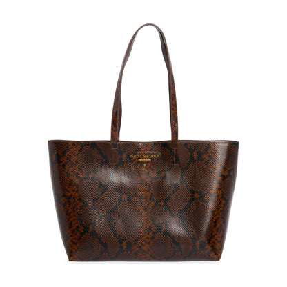 Kurt Geiger Angel Snakeskin Embossed Leather Shopper in Brown