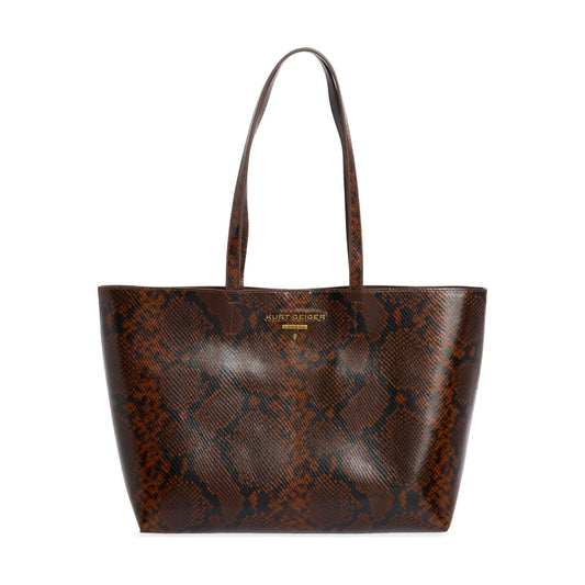 Kurt Geiger Angel Snakeskin Embossed Leather Shopper in Brown