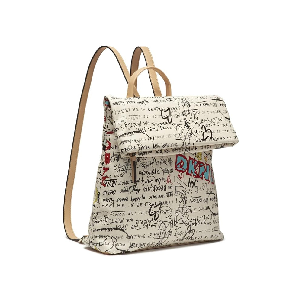 DKNY Graffiti Convertible Backpack in Beige/Multicolor