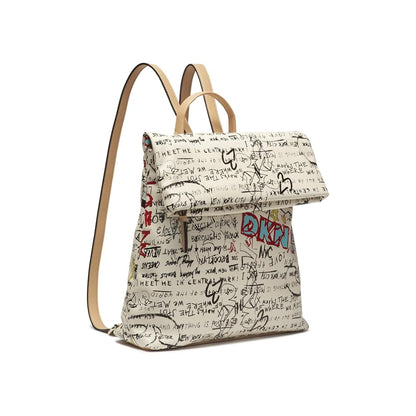 DKNY Graffiti Convertible Backpack in Beige/Multicolor