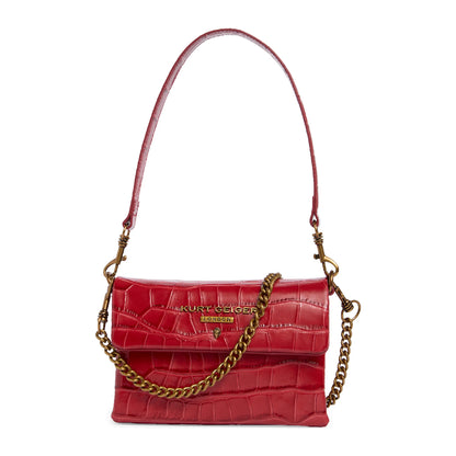 Kurt Geiger Mini Brompton Croc Embossed Leather Crossbody Bag in Red
