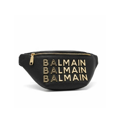 Balmain Waist Bag with Gold Accents in Black