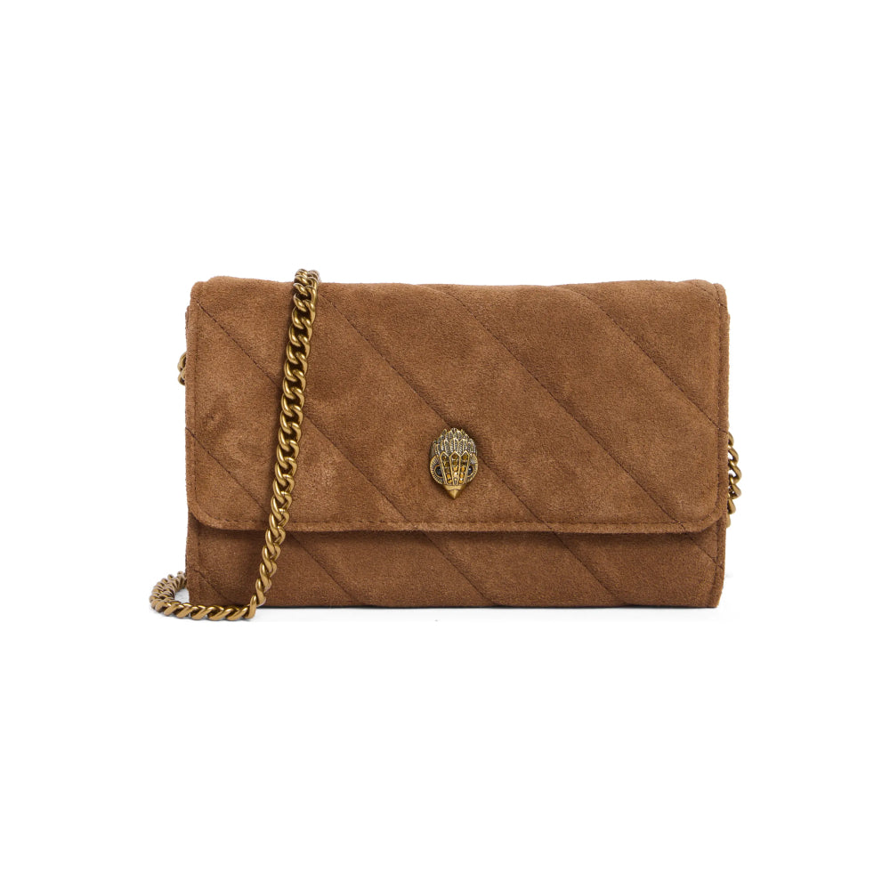 Kurt Geiger Soho Suede Wallet on Chain In Camel