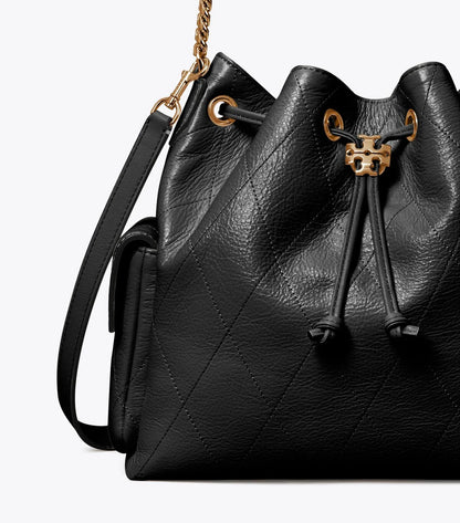 Tory Burch Charlie Drawstring Bucket Bag Black Large