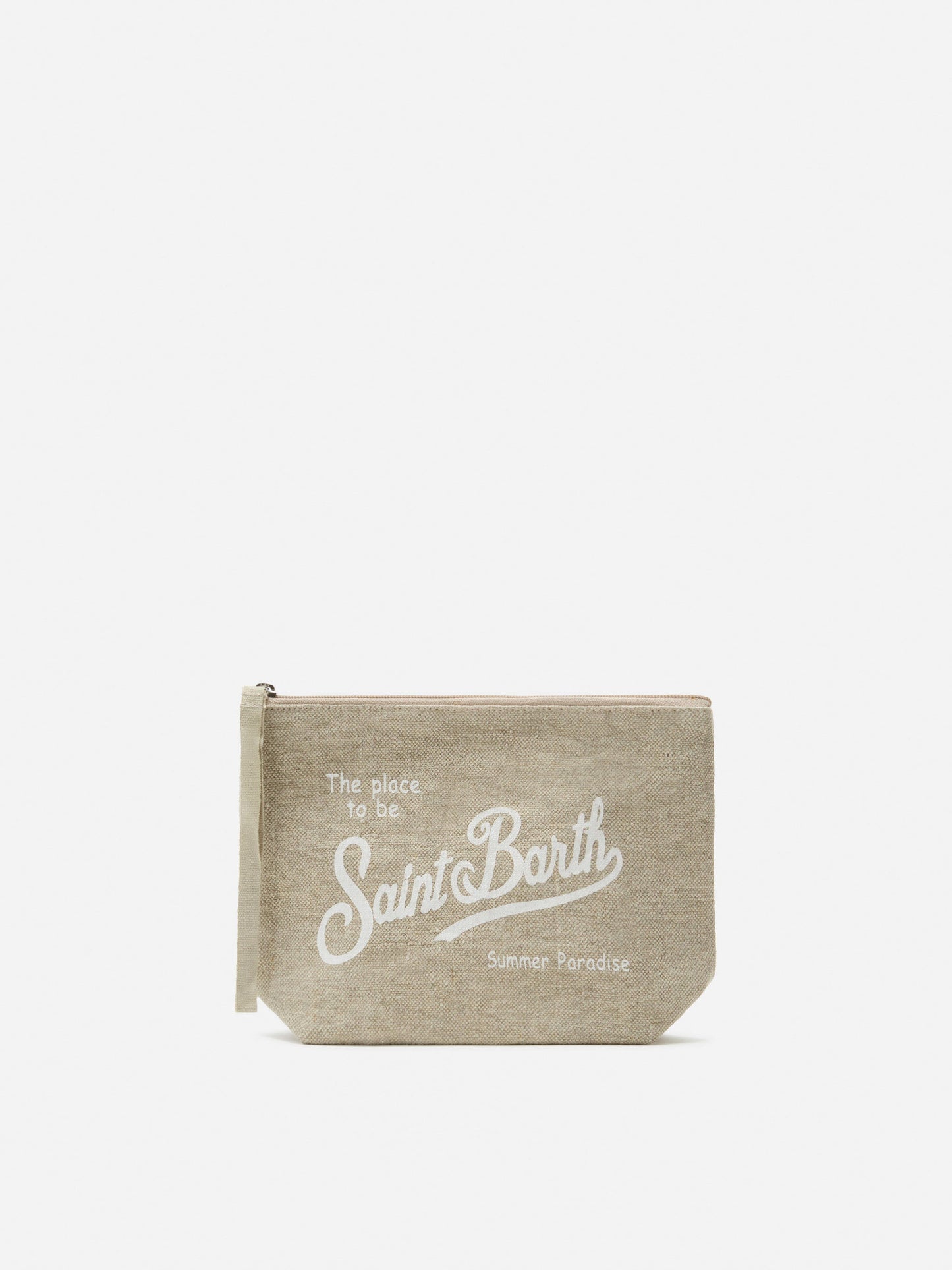 MC2 SAINT BARTH ALINE BEIGE SOLID COLOR LINEN POUCH