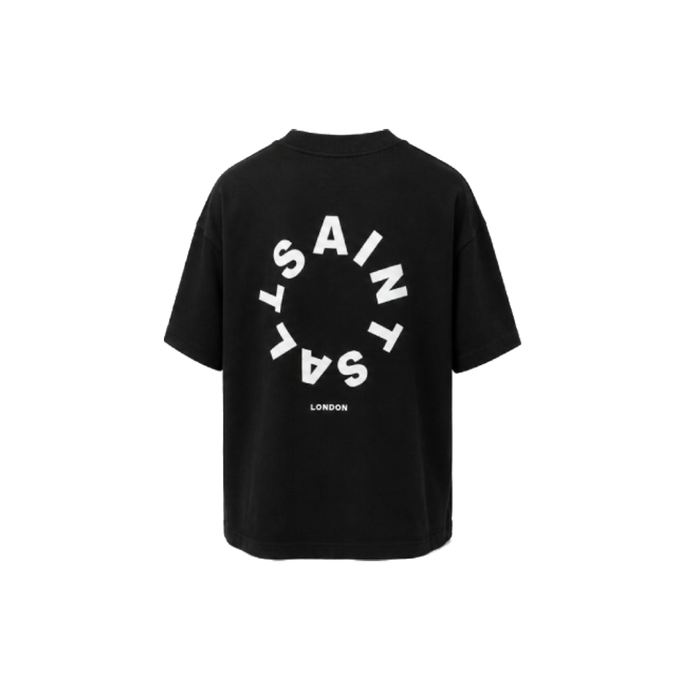 AllSaints Circular Logo T-Shirt In Black