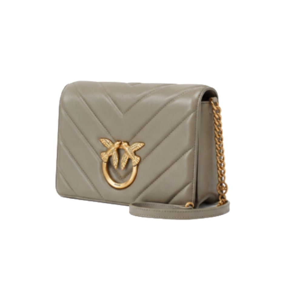 PINKO Love Click Classic large Crossbody Bag In Taupe