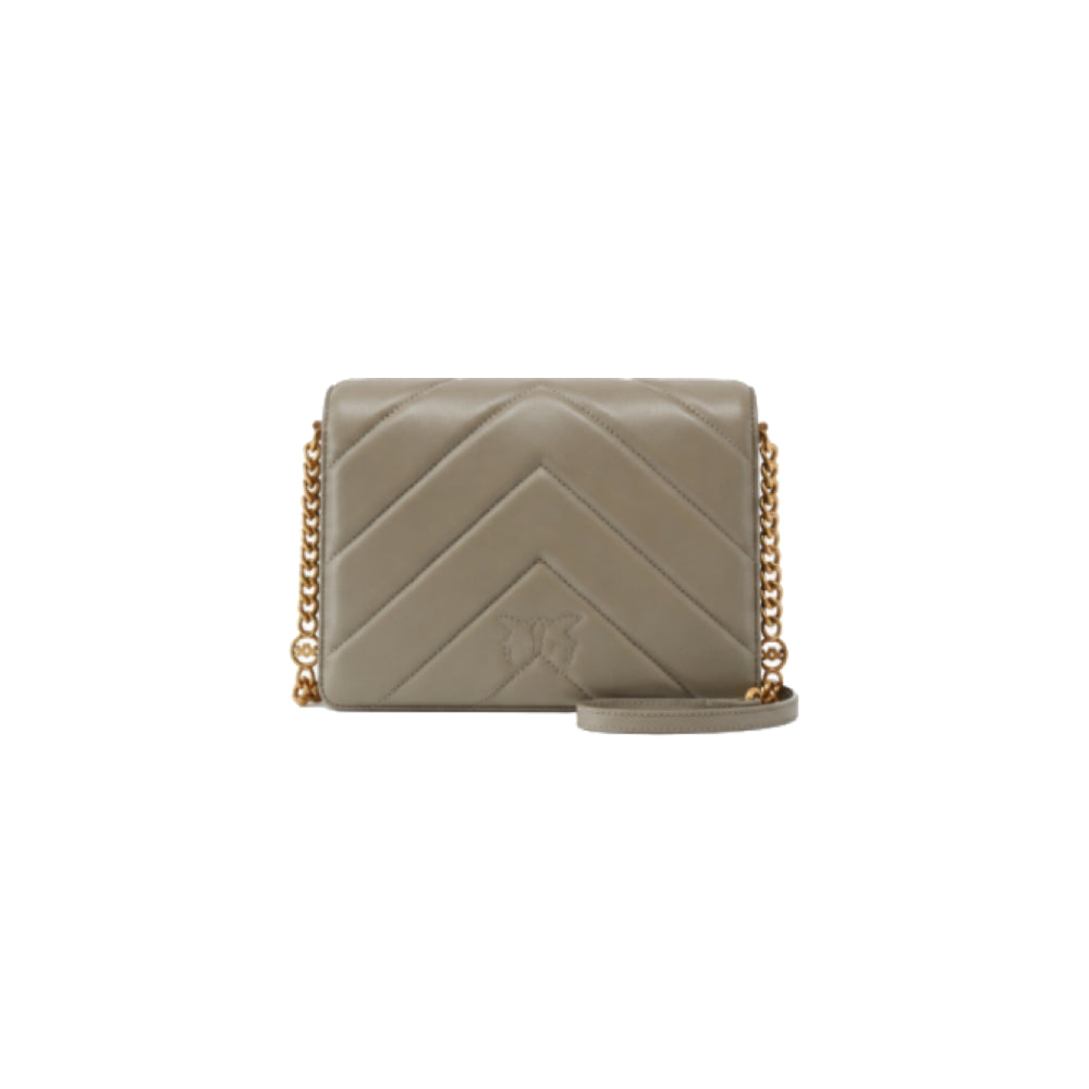 PINKO Love Click Classic Mini Crossbody Bag In Taupe