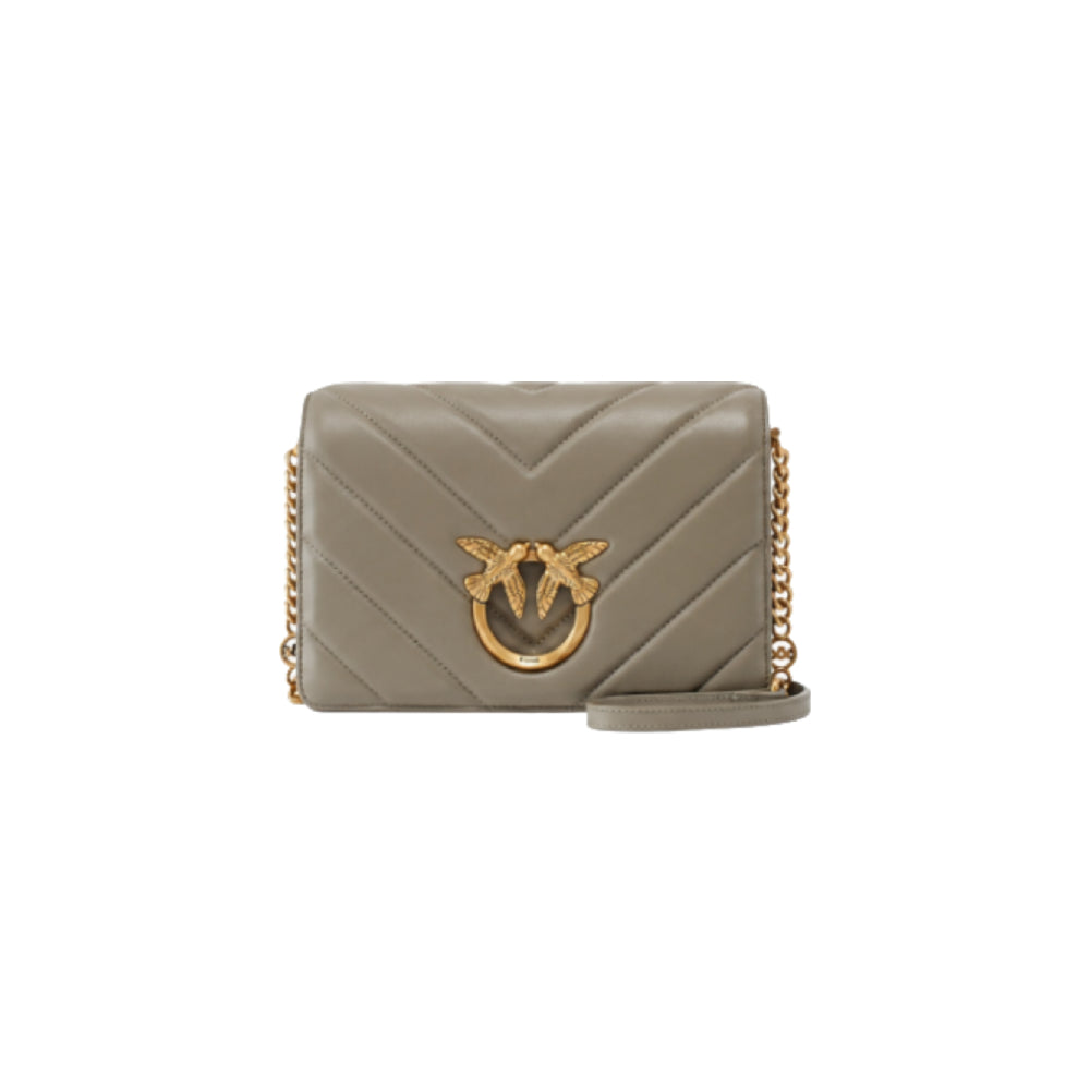 PINKO Love Click Classic Mini Crossbody Bag In Taupe