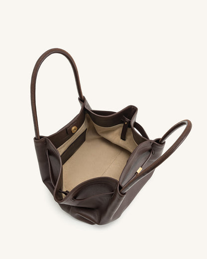 JW PEI Hana Medium Faux Straw Tote Bag in Dark Brown