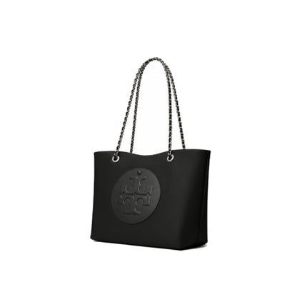 Tory Burch Ella Silver Chain Tote Bag in Black