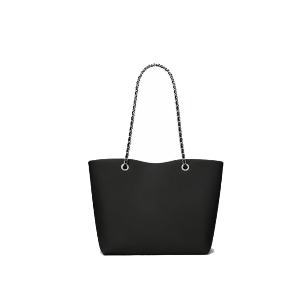 Tory Burch Ella Silver Chain Tote Bag in Black