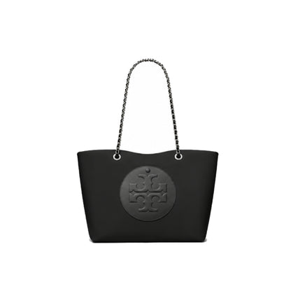 Tory Burch Ella Silver Chain Tote Bag in Black