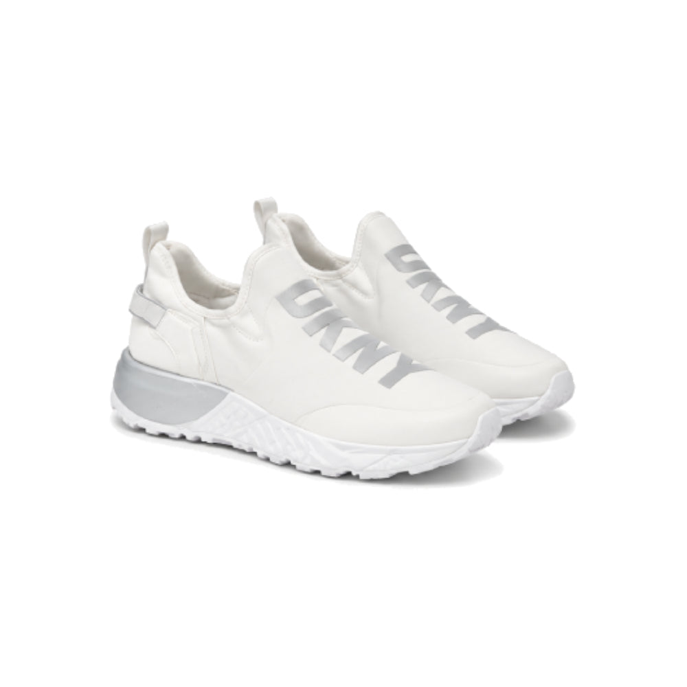 DKNY Kari Women's Slip-On Sneaker In White & Silver