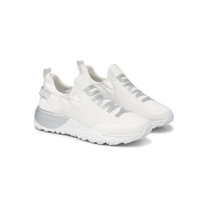 DKNY Kari Women's Slip-On Sneaker In White & Silver