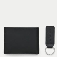 Tommy Hilfiger Downtown Wallet Box and Keychain for men in Black Leather