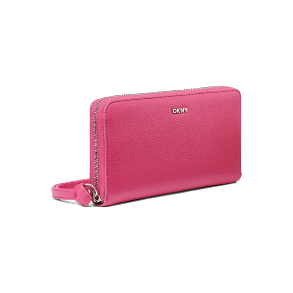 DKNY Paula Large Zip Around Wallet with Wristlet in Pink