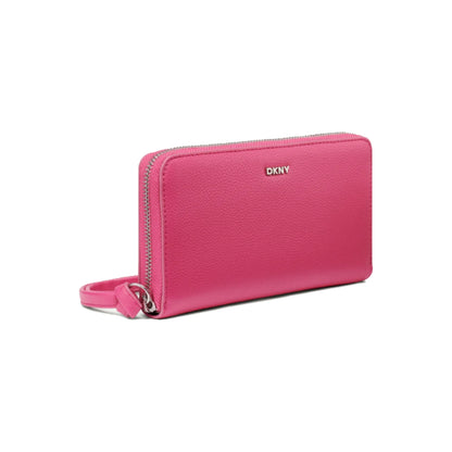 DKNY Paula Large Zip Around Wallet with Wristlet in Pink