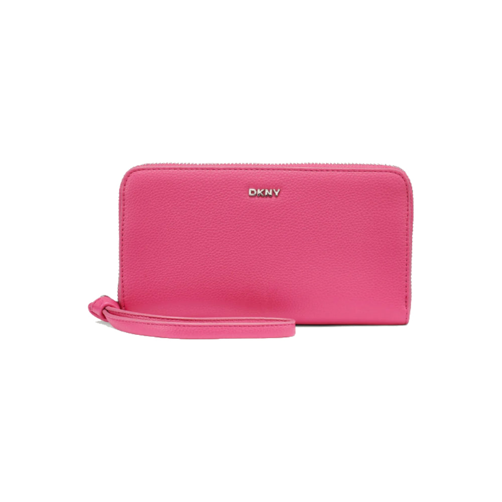 DKNY Paula Large Zip Around Wallet with Wristlet in Pink