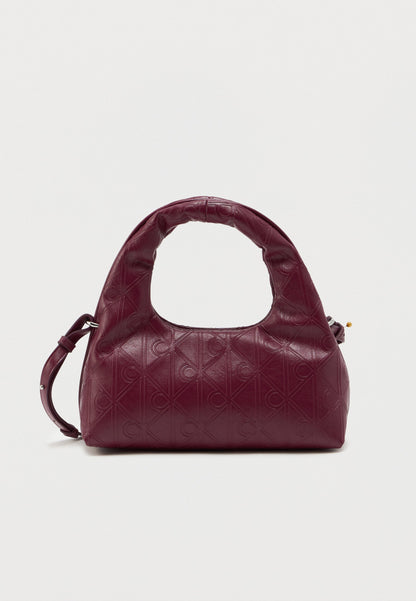 Calvin Klein Puffer Emblem Logo Small Bag in burgundy