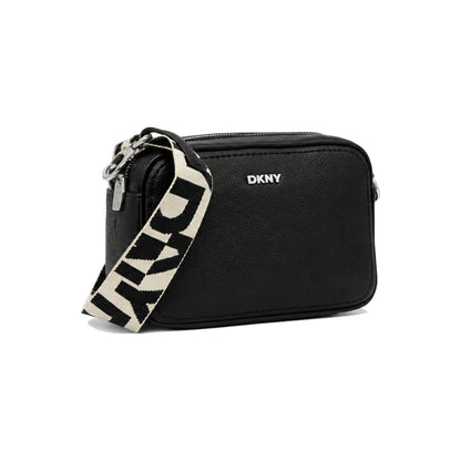 DKNY Nessa Camera Bag with Logo Jacquard Strap In Black