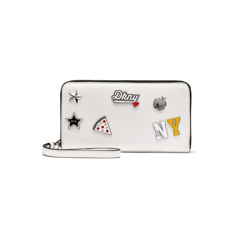 DKNY Paula Large Zip Around Wallet with Wristlet in Marshmallow