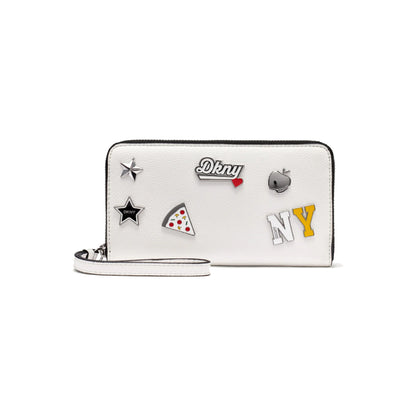 DKNY Paula Large Zip Around Wallet with Wristlet in Marshmallow