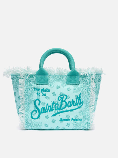 MC2 SAINT BARTH COLETTE COTTON CANVAS HANDBAG WITH BANDANA PRINT