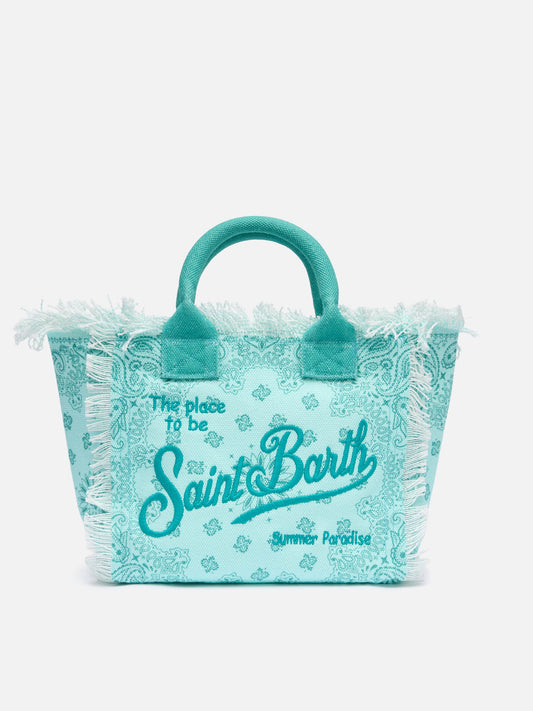 MC2 SAINT BARTH COLETTE COTTON CANVAS HANDBAG WITH BANDANA PRINT