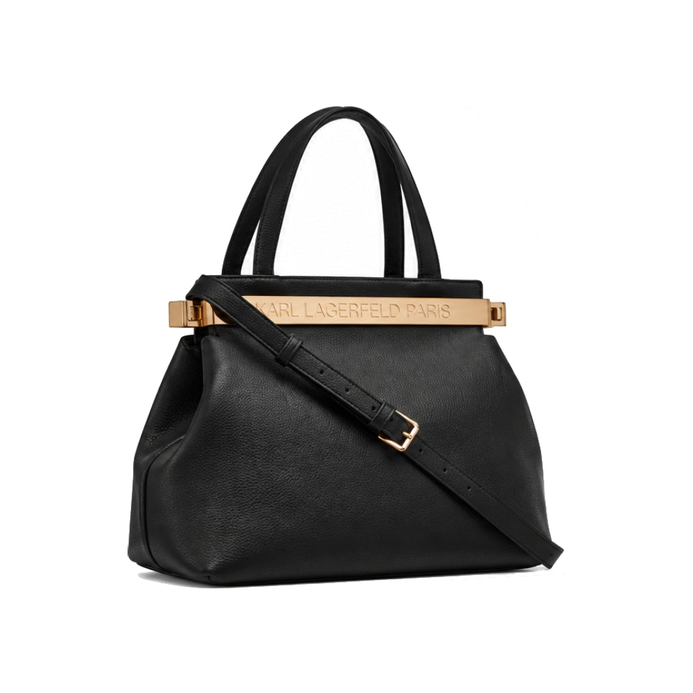 Karl Lagerfeld Paris Jacqueline Medium Leather Satchel In Black
