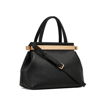 Karl Lagerfeld Paris Jacqueline Medium Leather Satchel In Black