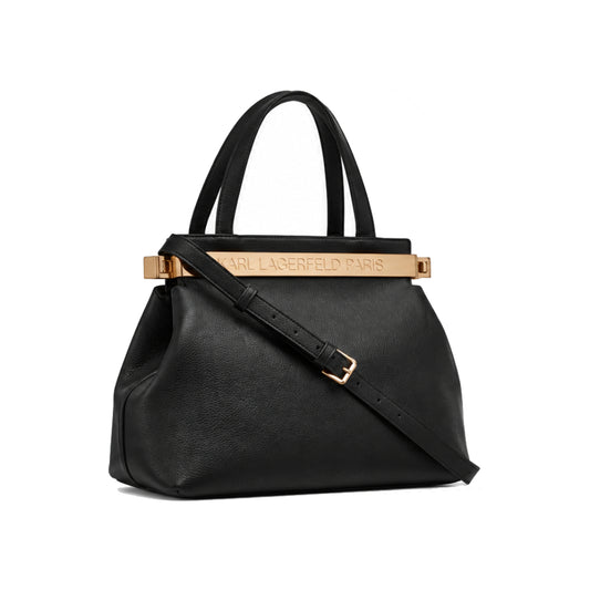 Karl Lagerfeld Paris Jacqueline Medium Leather Satchel In Black