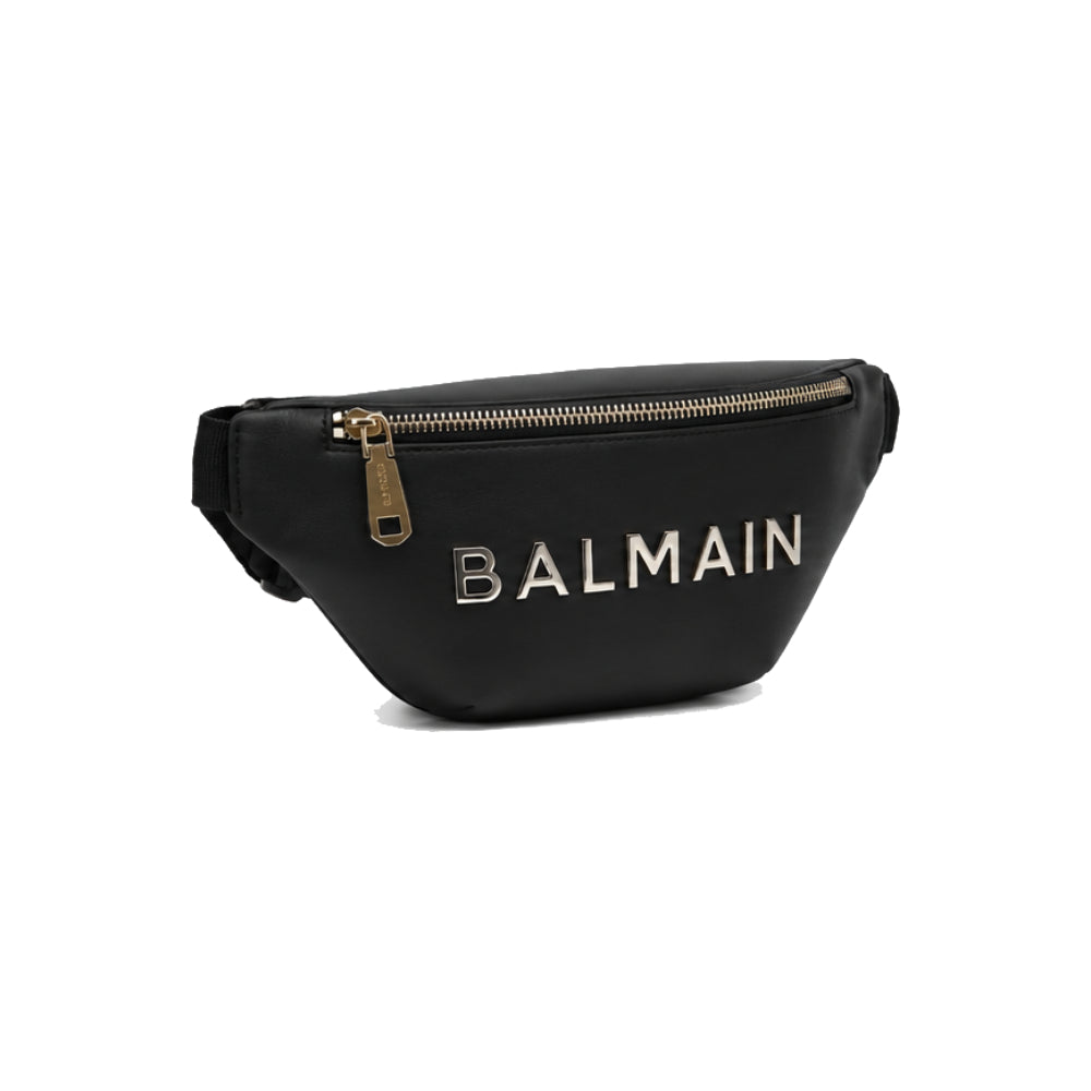 Balmain Waist Bag with Gold-Tone Logo In Black