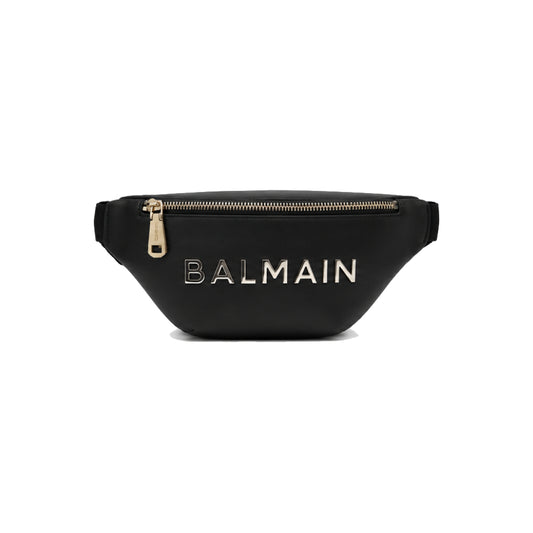 Balmain Waist Bag with Gold-Tone Logo In Black