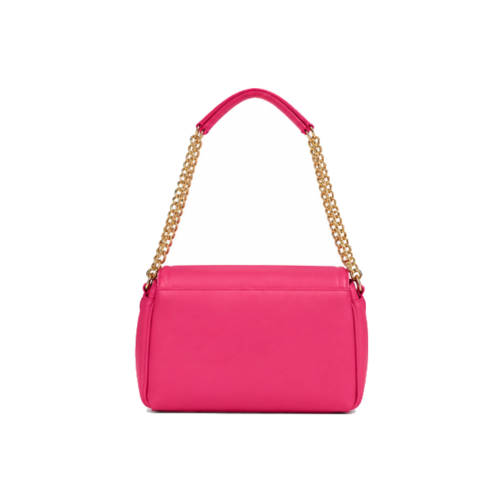 Bebe Logo Shoulder Bag with Gold Chain Strap in Pink