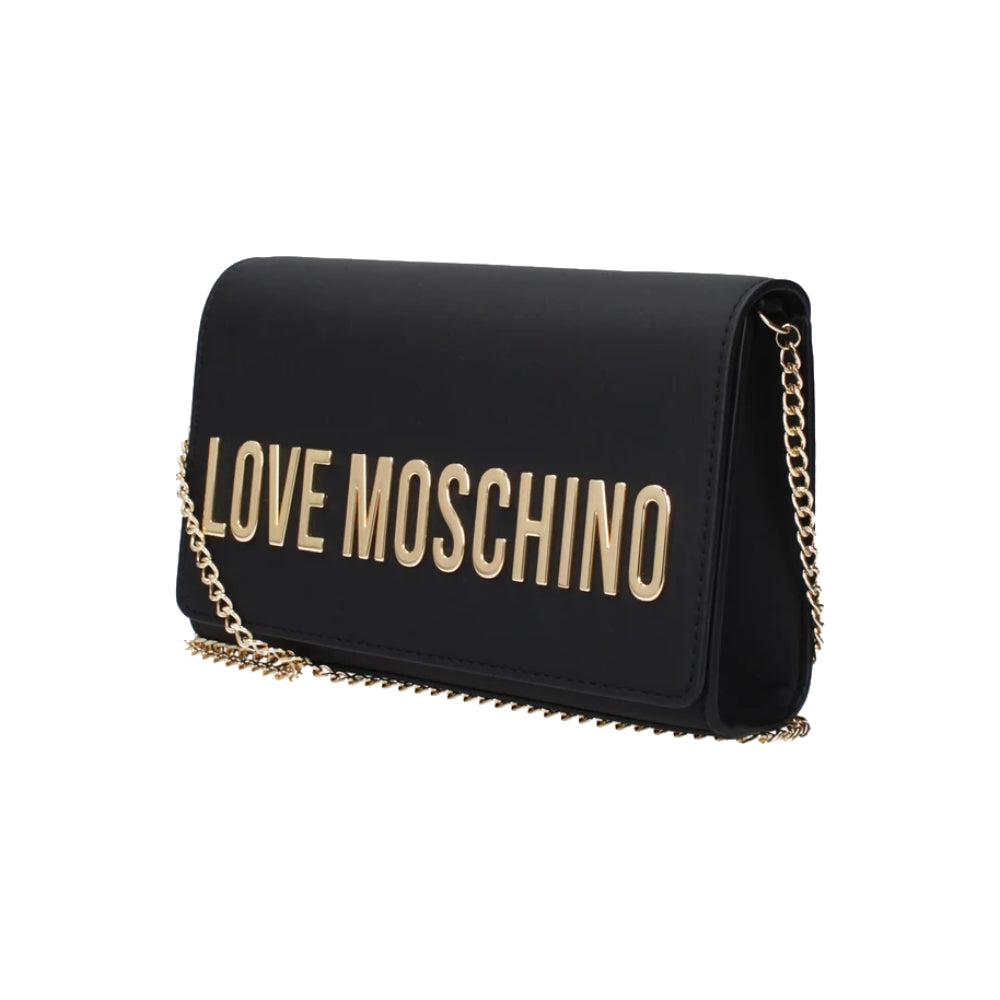 Love Moschino Gold Logo Chain Crossbody Bag in Black