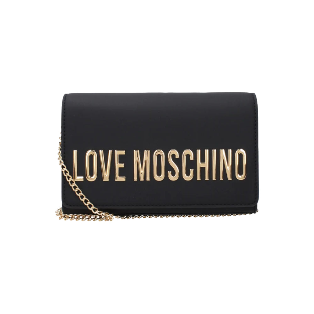 Love Moschino Gold Logo Chain Crossbody Bag in Black