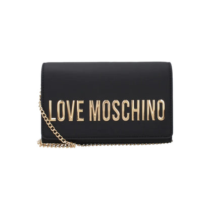 Love Moschino Gold Logo Chain Crossbody Bag in Black
