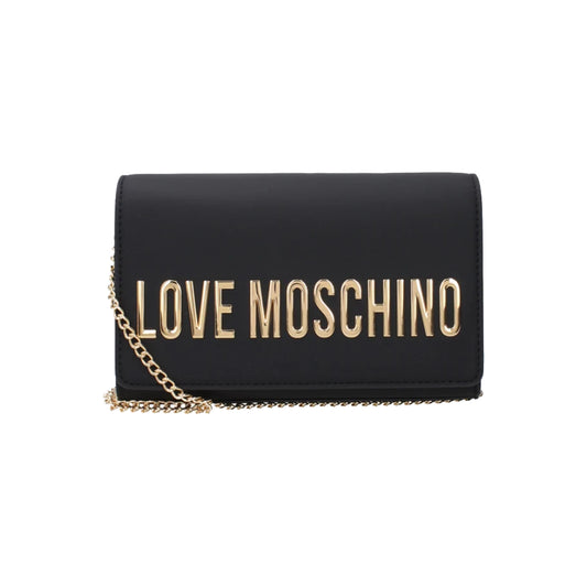 Love Moschino Gold Logo Chain Crossbody Bag in Black