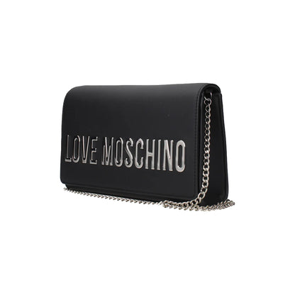 Love Moschino Gold Silver Chain Crossbody Bag in Black