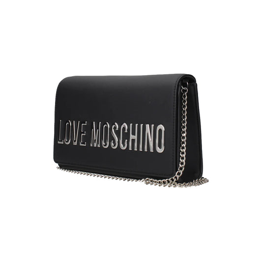 Love Moschino Gold Silver Chain Crossbody Bag in Black
