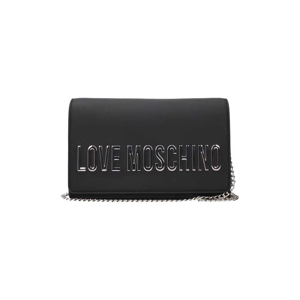 Love Moschino Gold Silver Chain Crossbody Bag in Black
