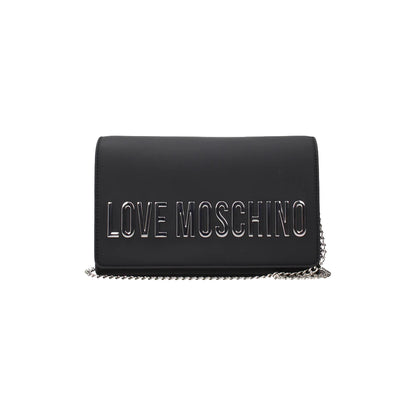 Love Moschino Gold Silver Chain Crossbody Bag in Black