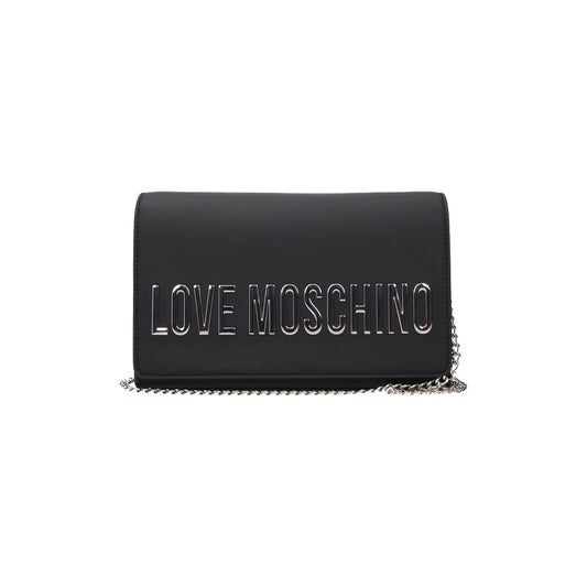 Love Moschino Gold Silver Chain Crossbody Bag in Black