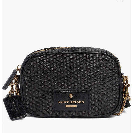 Kurt Geiger London Chiswick Raffia Camera Bag in black