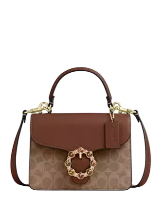 COACH Courtney Top Handle Bag In Signature Canvas in light broqn
